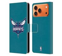 Head Case Designs Officially Licensed NBA Teal Charlotte Hornets Logo Leather Wallet Case Compatible With Apple iPhone 17 Pro Max