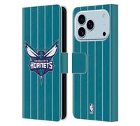 Head Case Designs Officially Licensed NBA Teal Design Charlotte Hornets Logo Leather Wallet Case Compatible With Apple iPhone 17 Pro
