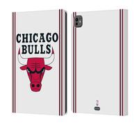 Head Case Designs Officially Licensed NBA White Design Chicago Bulls Logo Leather Wallet Case Compatible With Apple iPad Pro 11 M4/M5 2024/2025