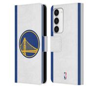 Head Case Designs Officially Licensed NBA White Design Golden State Warriors Logo Leather Wallet Case Compatible With Samsung Galaxy S23 5G