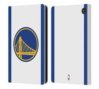 Head Case Designs Officially Licensed NBA White Design Golden State Warriors Logo Leather Wallet Case Compatible With Amazon Fire 7 2022