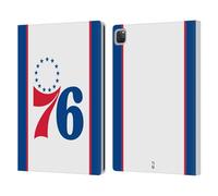 Head Case Designs Officially Licensed NBA White Design Philadelphia 76ers Logo Leather Wallet Case Compatible With Apple iPad Pro 12.9 2020/2021/2022