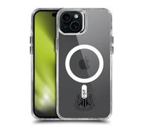 Head Case Designs Officially Licensed Newcastle United FC Crest Minimalist Black Logo Icon Shockproof Bumper Case [Military Grade] Compatible with Apple iPhone 15 Plus and Compatible with MagSafe