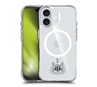 Head Case Designs Officially Licensed Newcastle United FC Crest Minimalist Black Logo Icon Shockproof Bumper Case [Military Grade] Compatible with Apple iPhone 16 and Compatible with MagSafe