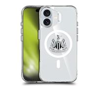 Head Case Designs Officially Licensed Newcastle United Football Club Crest Black Logo Icon Shockproof Bumper Case [Military Grade] Compatible with Apple iPhone 16 and Compatible with MagSafe