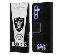 Head Case Designs Officially Licensed NFL Banner 100th Las Vegas Raiders Logo Art Leather Wallet Case Compatible With Samsung Galaxy A34 5G