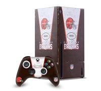 Head Case Designs Officially Licensed NFL Banner Cleveland Browns Game Console Wrap and Game Controller Skin Bundle Compatible With Xbox Series X