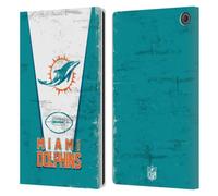 Head Case Designs Officially Licensed NFL Banner Miami Dolphins Logo Art Leather Wallet Case Compatible With Amazon Fire Max 11 2023