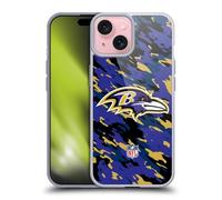 Head Case Designs Officially Licensed NFL Camou Baltimore Ravens Logo Gel Case [Military Grade Protection] Compatible With Apple iPhone 15