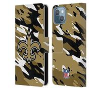 Head Case Designs Officially Licensed NFL Camou New Orleans Saints Logo Leather Wallet Case Compatible With Apple iPhone 13