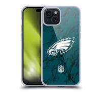 Head Case Designs Officially Licensed NFL Coloured Marble Philadelphia Eagles Graphics Gel Case [Military Grade Protection] Compatible With Apple iPhone 15 Plus