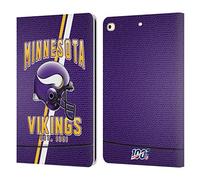 Head Case Designs Officially Licensed NFL Football Stripes Minnesota Vikings Logo Art Leather Wallet Case Compatible With Apple iPad 9.7 2017 / iPad 9.7 2018