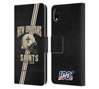 Head Case Designs Officially Licensed NFL Football Stripes New Orleans Saints Logo Art Leather Wallet Case Compatible With Apple iPhone XR