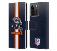 Head Case Designs Officially Licensed NFL Helmet Chicago Bears Logo Leather Wallet Case Compatible With Apple iPhone 15 Pro