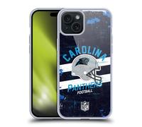Head Case Designs Officially Licensed NFL Helmet Distressed Carolina Panthers Logo Art Gel Case [Military Grade Protection] Compatible with Apple iPhone 15 Plus and Compatible with MagSafe