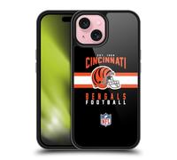 Head Case Designs Officially Licensed NFL Helmet Typography Cincinnati Bengals Graphics Gel Armour Case [Military Grade Protection] Compatible With Apple iPhone 15