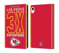 Head Case Designs Officially Licensed NFL Kansas City Chiefs 3x Champ 2024 Super Bowl LVIII Champions Leather Wallet Case Compatible With Apple iPad mini (2021/2024)