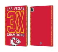 Head Case Designs Officially Licensed NFL Kansas City Chiefs 3x Champ 2024 Super Bowl LVIII Champions Leather Wallet Case Compatible With Apple iPad Pro 12.9 2020/2021/2022