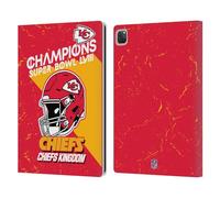 Head Case Designs Officially Licensed NFL Kansas City Chiefs Helmet 2024 Super Bowl LVIII Champions Leather Wallet Case Compatible With Apple iPad Pro 12.9 2020/2021/2022