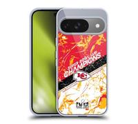 Head Case Designs Officially Licensed NFL Kansas City Chiefs Marble 2024 Super Bowl LVIII Champions Gel Case [Military Grade] Compatible with Google Pixel 9 / Pixel 9 Pro and Compatible with MagSafe