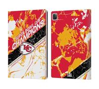 Head Case Designs Officially Licensed NFL Kansas City Chiefs Marble 2024 Super Bowl LVIII Champions Leather Wallet Case Compatible With Apple iPad Pro 12.9 2020/2021/2022