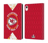 Head Case Designs Officially Licensed NFL Kansas City Chiefs Patterns 2024 Super Bowl LVIII Champions Leather Wallet Case Compatible With Apple iPad mini (2021/2024)