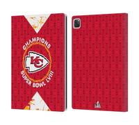 Head Case Designs Officially Licensed NFL Kansas City Chiefs Patterns 2024 Super Bowl LVIII Champions Leather Wallet Case Compatible With Apple iPad Pro 12.9 2020/2021/2022