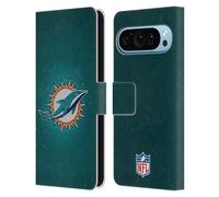 Head Case Designs Officially Licensed NFL LED Miami Dolphins Artwork Leather Wallet Case Compatible With Google Pixel 9 / Pixel 9 Pro