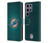 Head Case Designs Officially Licensed NFL LED Miami Dolphins Artwork Leather Wallet Case Compatible with Samsung Galaxy S25 Ultra