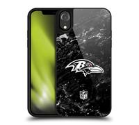 Head Case Designs Officially Licensed NFL Marble Baltimore Ravens Artwork Gel Armour Case [Military Grade Protection] Compatible With Apple iPhone XR