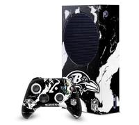 Head Case Designs Officially Licensed NFL Marble Baltimore Ravens Game Console Wrap and Game Controller Skin Bundle Compatible With Xbox Series S Console & Controller Bundle