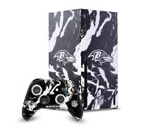 Head Case Designs Officially Licensed NFL Marble Baltimore Ravens Game Console Wrap and Game Controller Skin Bundle Compatible With Xbox Series X