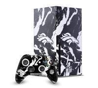 Head Case Designs Officially Licensed NFL Marble Denver Broncos Game Console Wrap and Game Controller Skin Bundle Compatible With Xbox Series X