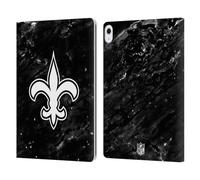 Head Case Designs Officially Licensed NFL Marble New Orleans Saints Artwork Leather Wallet Case Compatible With Apple iPad Air 13 2024/2025