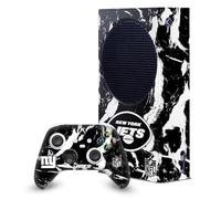 Head Case Designs Officially Licensed NFL Marble New York Jets Game Console Wrap and Game Controller Skin Bundle Compatible With Xbox Series S Console & Controller Bundle
