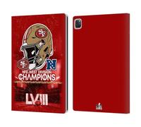 Head Case Designs Officially Licensed NFL NFC Helmet 49ers 2024 Division Champions Leather Wallet Case Compatible With Apple iPad Pro 12.9 2020/2021/2022