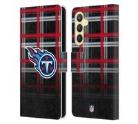 Head Case Designs Officially Licensed NFL Ombre Black Plaid Tennessee Titans Art Leather Wallet Case Compatible With Samsung Galaxy S23 FE 5G