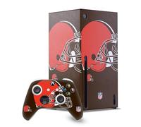 Head Case Designs Officially Licensed NFL Oversize Cleveland Browns Game Console Wrap and Game Controller Skin Bundle Compatible With Xbox Series X