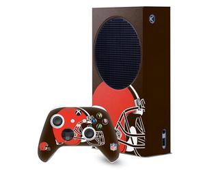 Head Case Designs Officially Licensed NFL Oversize Cleveland Browns Game Console Wrap and Game Controller Skin Bundle Compatible With Xbox Series S Console & Controller Bundle