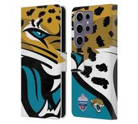 Head Case Designs Officially Licensed NFL Oversized Jaguars 2019 London Games Leather Wallet Case Compatible with Samsung Galaxy S25 Ultra