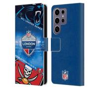 Head Case Designs Officially Licensed NFL Panthers VS. Buccaneers 2019 London Games Leather Wallet Case Compatible with Samsung Galaxy S25 Ultra