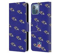 Head Case Designs Officially Licensed NFL Patterns Baltimore Ravens Artwork Leather Wallet Case Compatible With Apple iPhone 13