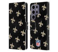 Head Case Designs Officially Licensed NFL Patterns New Orleans Saints Artwork Leather Wallet Case Compatible With Samsung Galaxy S25 Ultra