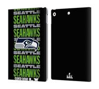 Head Case Designs Officially Licensed NFL Seahawks Black 2026 Super Bowl LX Leather Wallet Case Compatible With Apple iPad 10.2 2019/2020/2021