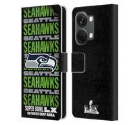 Head Case Designs Officially Licensed NFL Seahawks Black 2026 Super Bowl LX Leather Wallet Case Compatible With OnePlus Nord 3 5G