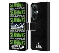 Head Case Designs Officially Licensed NFL Seahawks Black 2026 Super Bowl LX Leather Wallet Case Compatible With OnePlus Nord N30