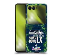 Head Case Designs Officially Licensed NFL Seahawks Marble 2026 Super Bowl LX Hard Back Case Compatible With Razr 40 Ultra/Razr+ 2023