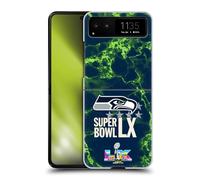 Head Case Designs Officially Licensed NFL Seahawks Marble 2026 Super Bowl LX Hard Back Case Compatible With Motorola Razr 40 / Razr 2023