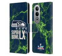 Head Case Designs Officially Licensed NFL Seahawks Marble 2026 Super Bowl LX Leather Wallet Case Compatible With OnePlus Ace 3V 5G