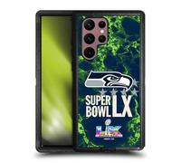 Head Case Designs Officially Licensed NFL Seahawks Marble 2026 Super Bowl LX Ultra-Armoured Shockproof Case [Military Grade Protection] Compatible With Samsung Galaxy S22 Ultra 5G